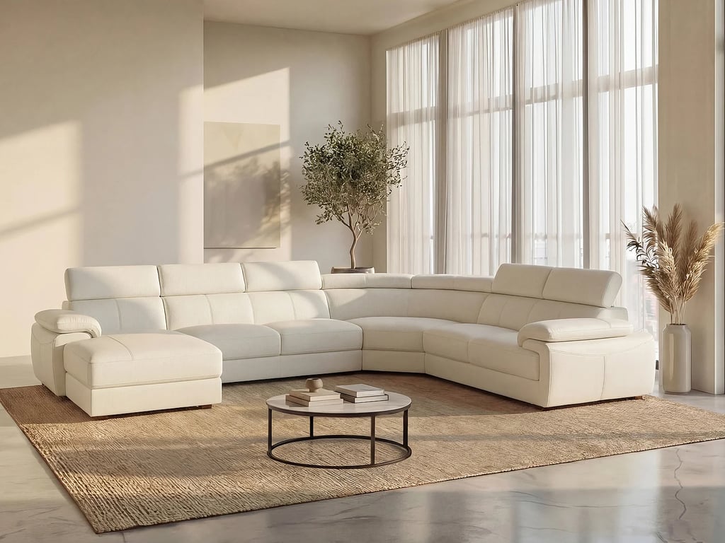 Produit similaire: Elevanto canapé panoramique droit 7 places cuir blanc