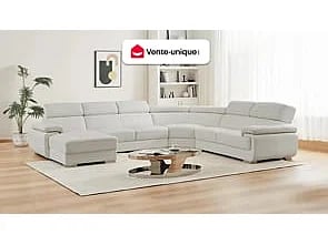 Elevanto canapé panoramique gauche 7 places cuir blanc - Vue supplémentaire 1