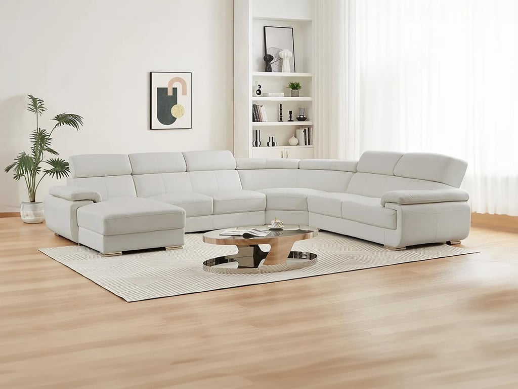 Elevanto canapé panoramique gauche 7 places cuir blanc - Vue supplémentaire 2