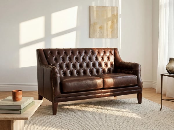 Colbert canapé 2 places cuir marron
