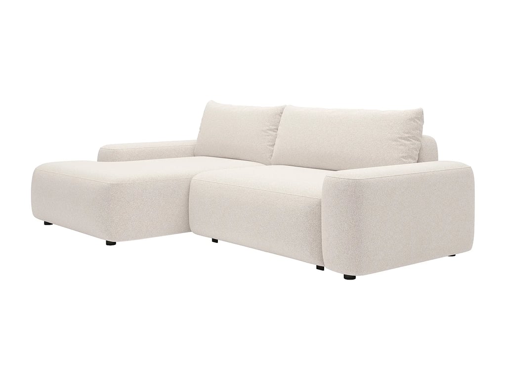 Daviso canapé d'angle convertible gauche 4 places tissu chiné beige - Vue supplémentaire 3