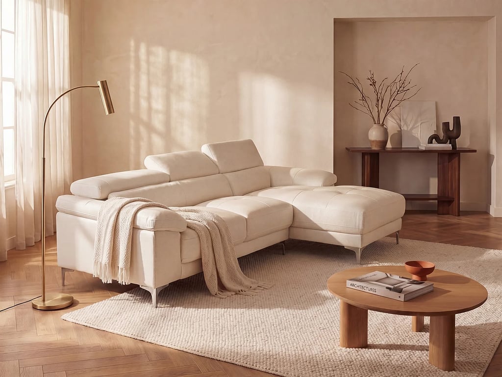 Produit similaire: Solange canapé d'angle droit 4 places cuir blanc