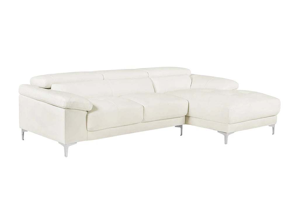 Solange canapé d'angle droit 4 places cuir blanc - Vue supplémentaire 3