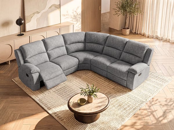 Rieti canapé d'angle 5 places tissu chiné gris relax