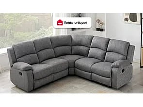 Rieti canapé d'angle 5 places tissu chiné gris relax - Vue supplémentaire 1