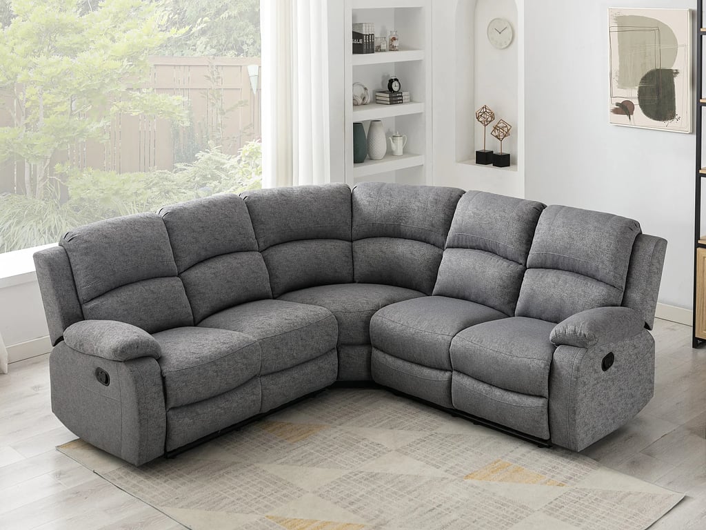 Rieti canapé d'angle 5 places tissu chiné gris relax - Vue supplémentaire 2