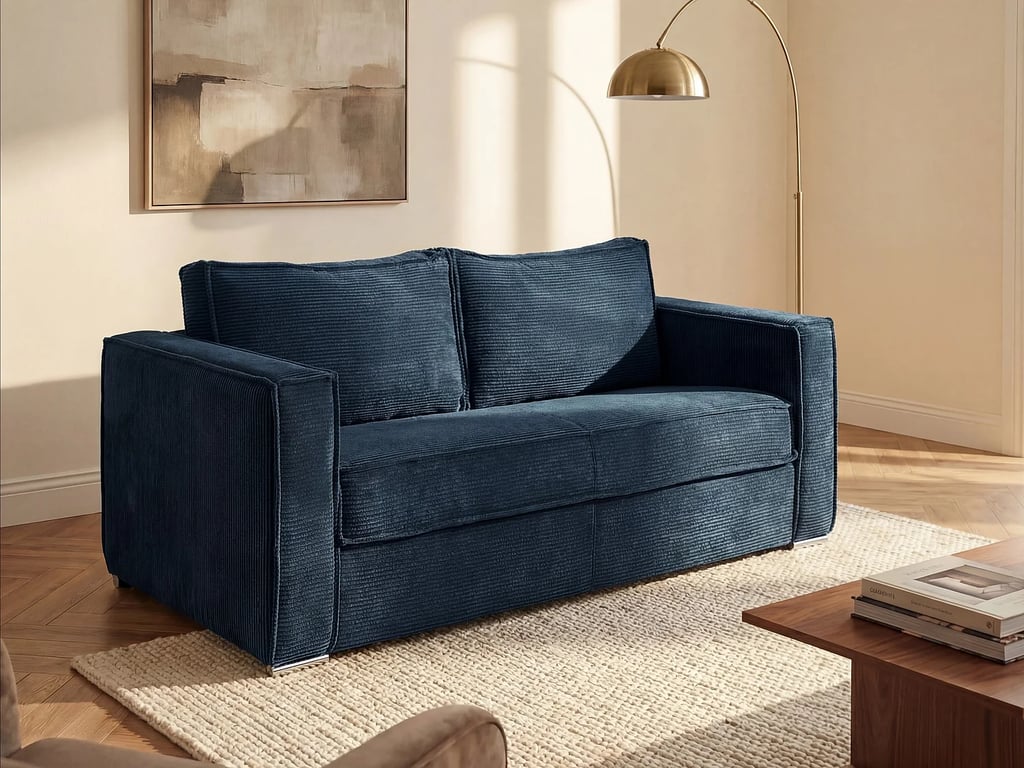 Produit similaire: Loreto canapé convertible 3 places velours côtelé bleu