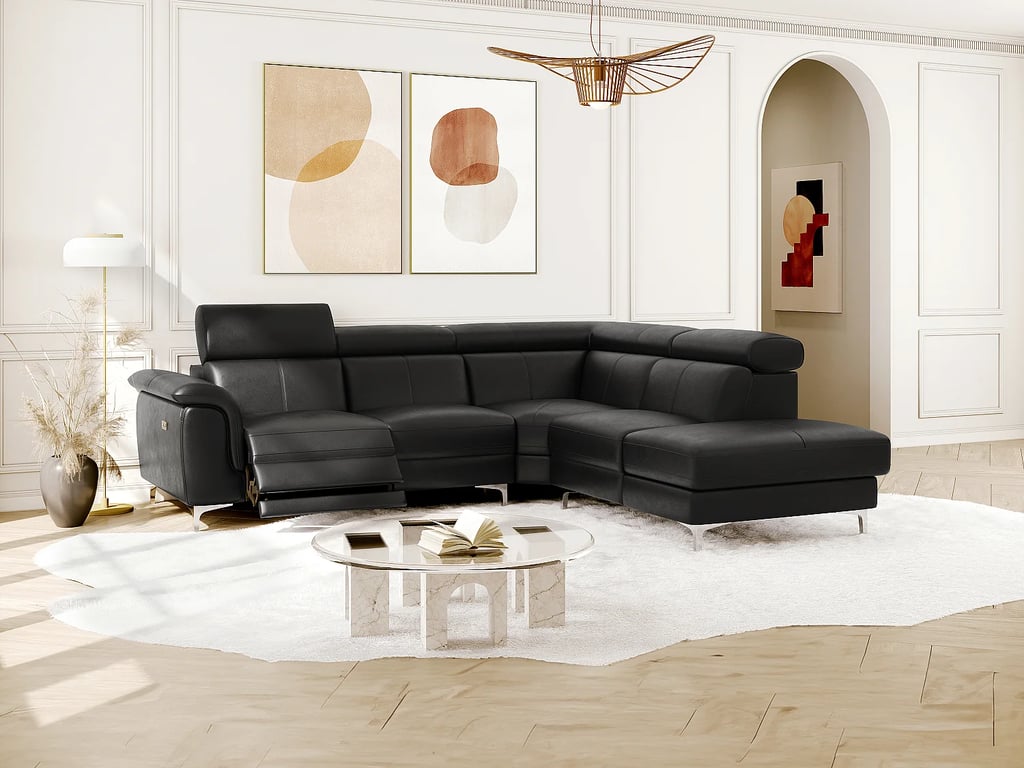 Produit similaire: Sitia canapé d'angle droit 5 places cuir noir relax électrique