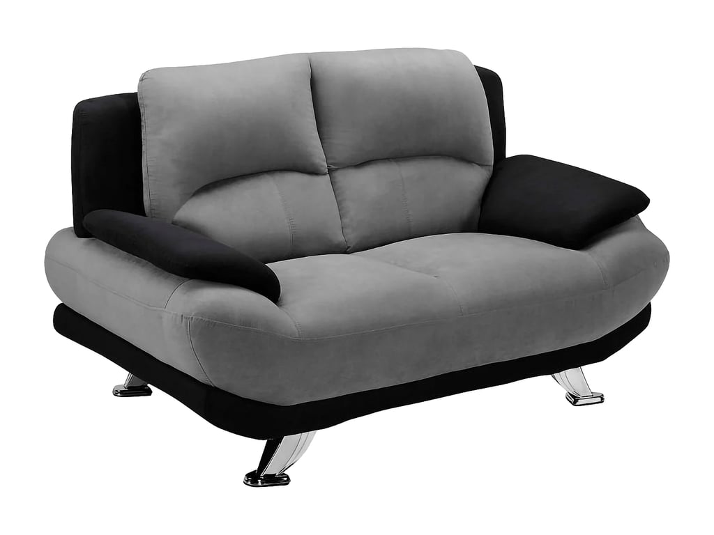 Musko canapé 2 places microfibre bicolore gris et noir - Vue supplémentaire 2