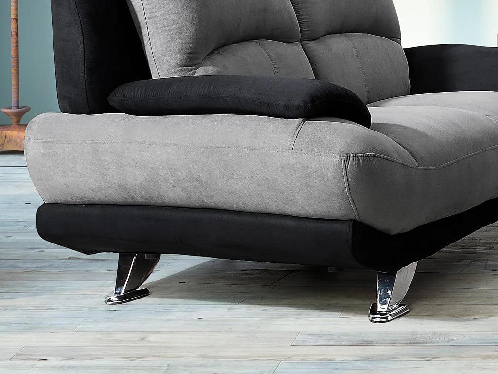 Musko canapé 2 places microfibre bicolore gris et noir - Vue supplémentaire 3
