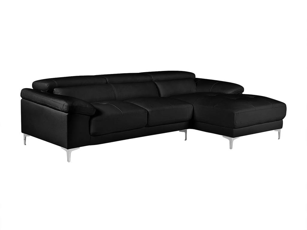Solange canapé d'angle droit 4 places cuir noir - Vue supplémentaire 2