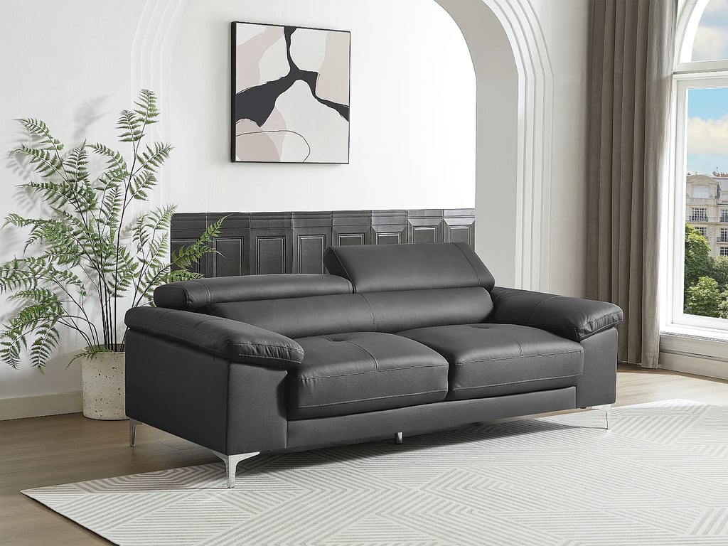 Solange canapé 3 places cuir gris - Vue supplémentaire 1