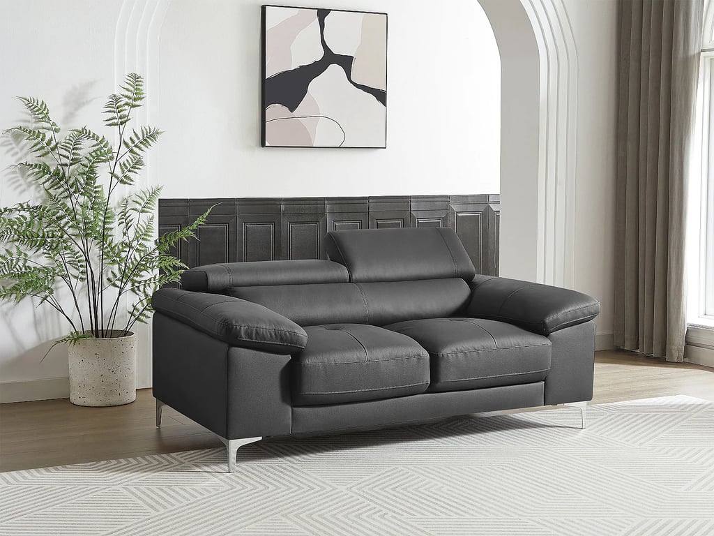 Solange canapé 2 places cuir gris - Vue supplémentaire 2