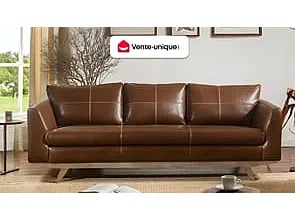 Alegan canapé 3 places cuir vieilli marron - Vue supplémentaire 1