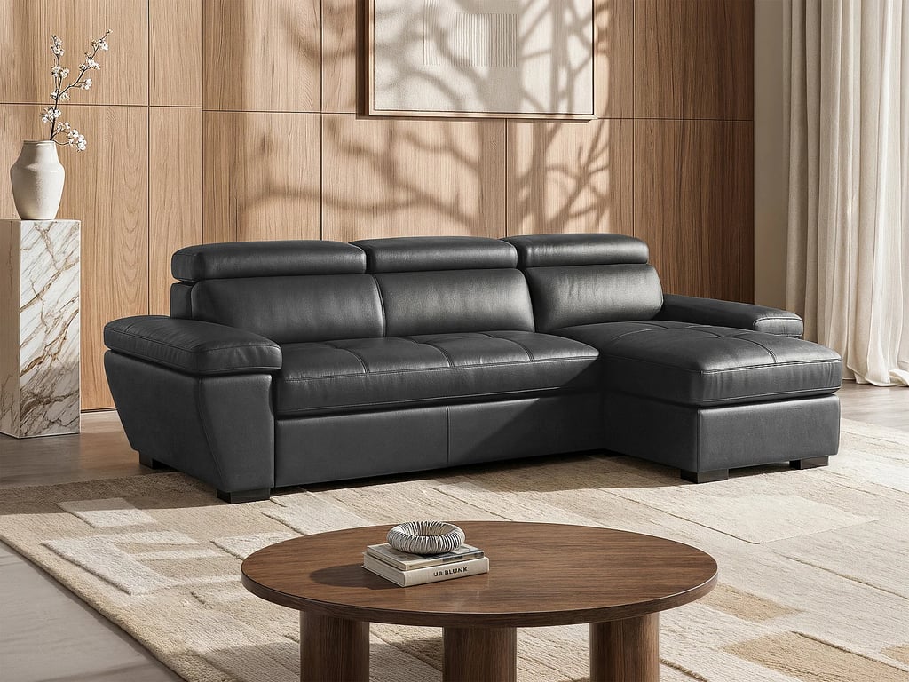 Produit similaire: Jonova canapé d'angle convertible droit 4 places cuir gris