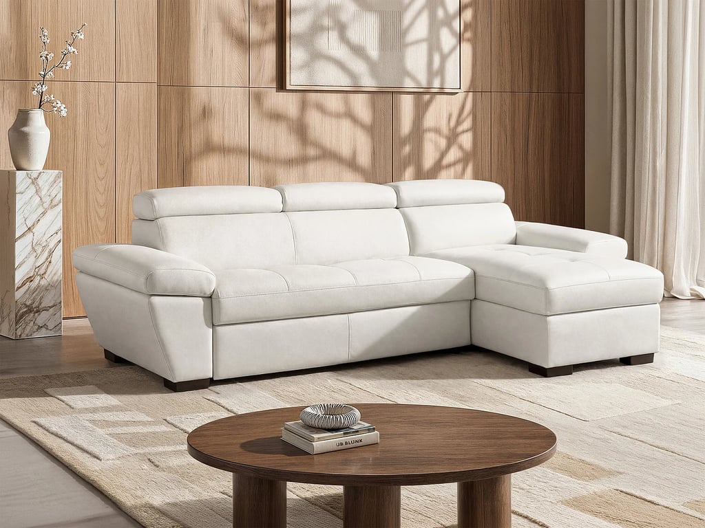 Produit similaire: Jonova canapé d'angle convertible droit 4 places cuir blanc