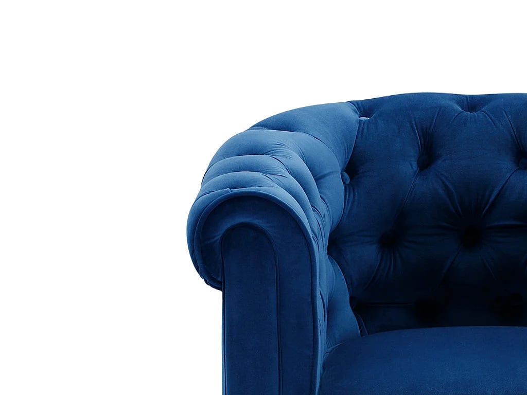 Chesterfield canapé 3 places velours bleu roi - Vue supplémentaire 3