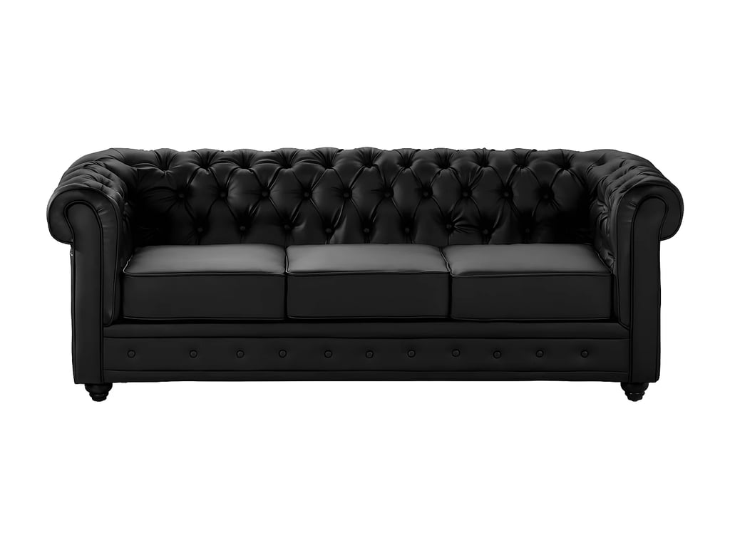 Chesterfield canapé 3 places simili noir - Vue supplémentaire 2
