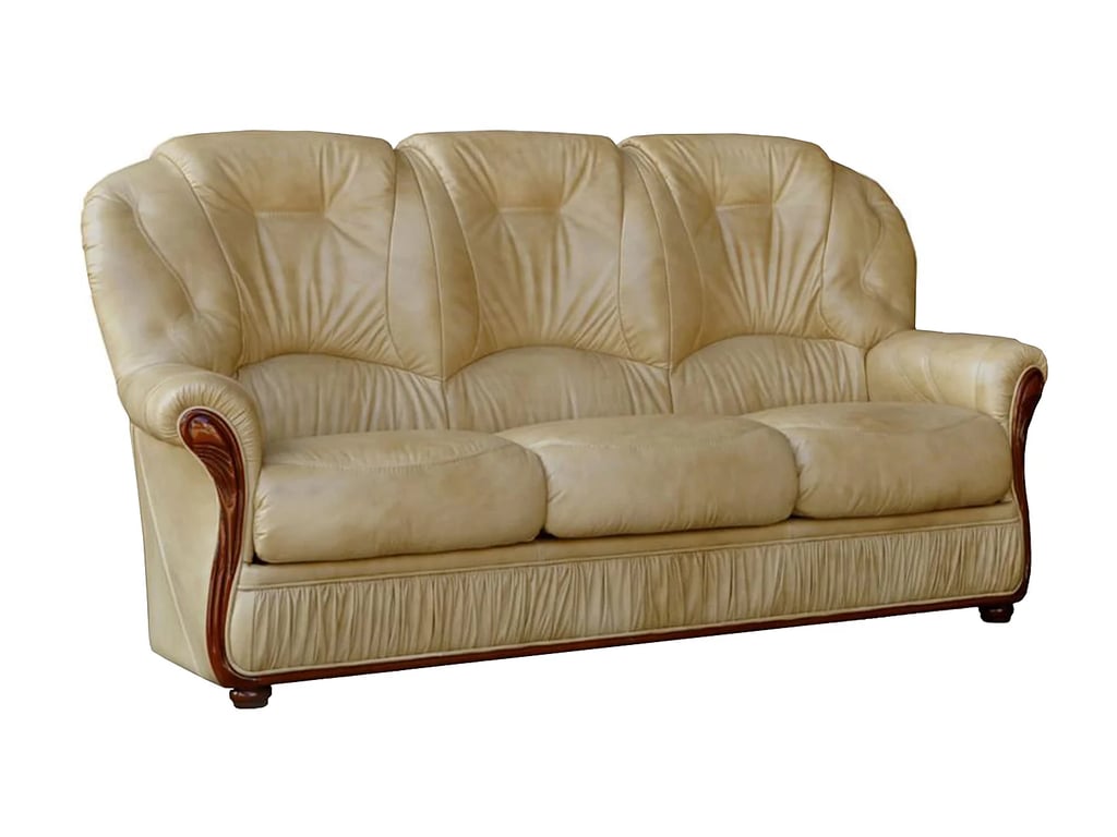 Canapé 3 places 100% cuir de buffle beige DAPHNE
