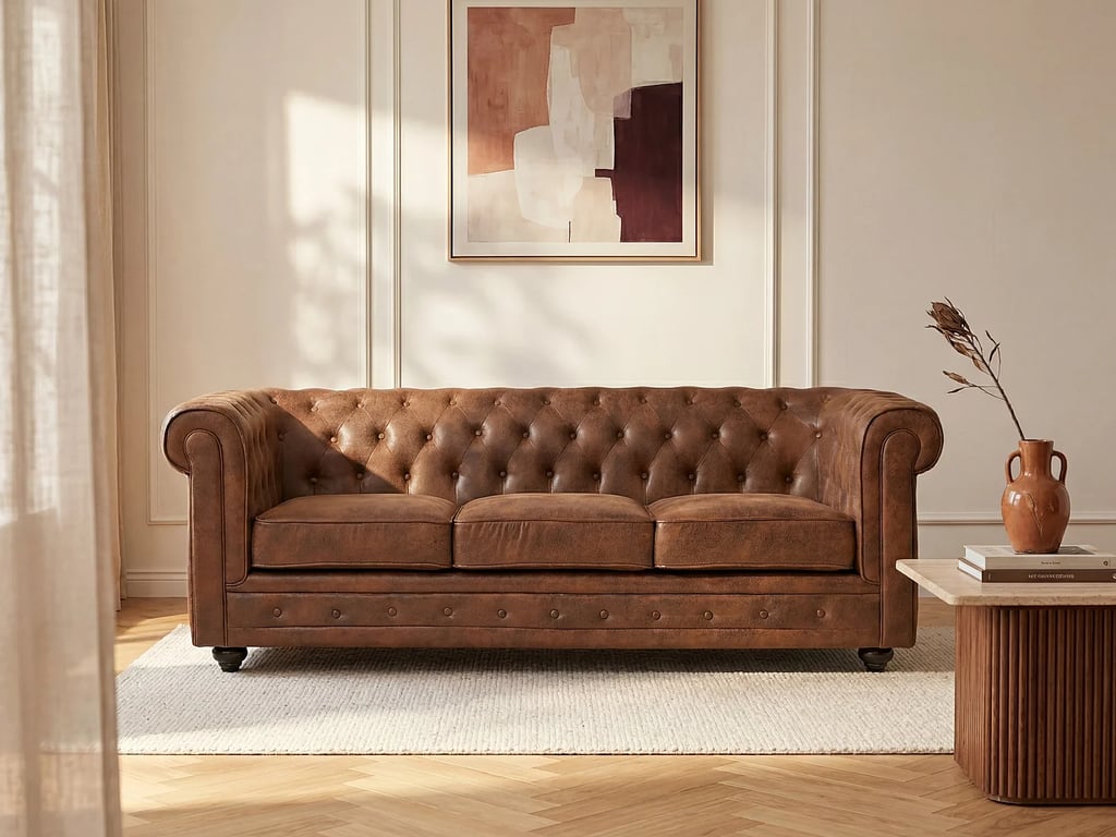 Canapé Chesterfield en simili cuir