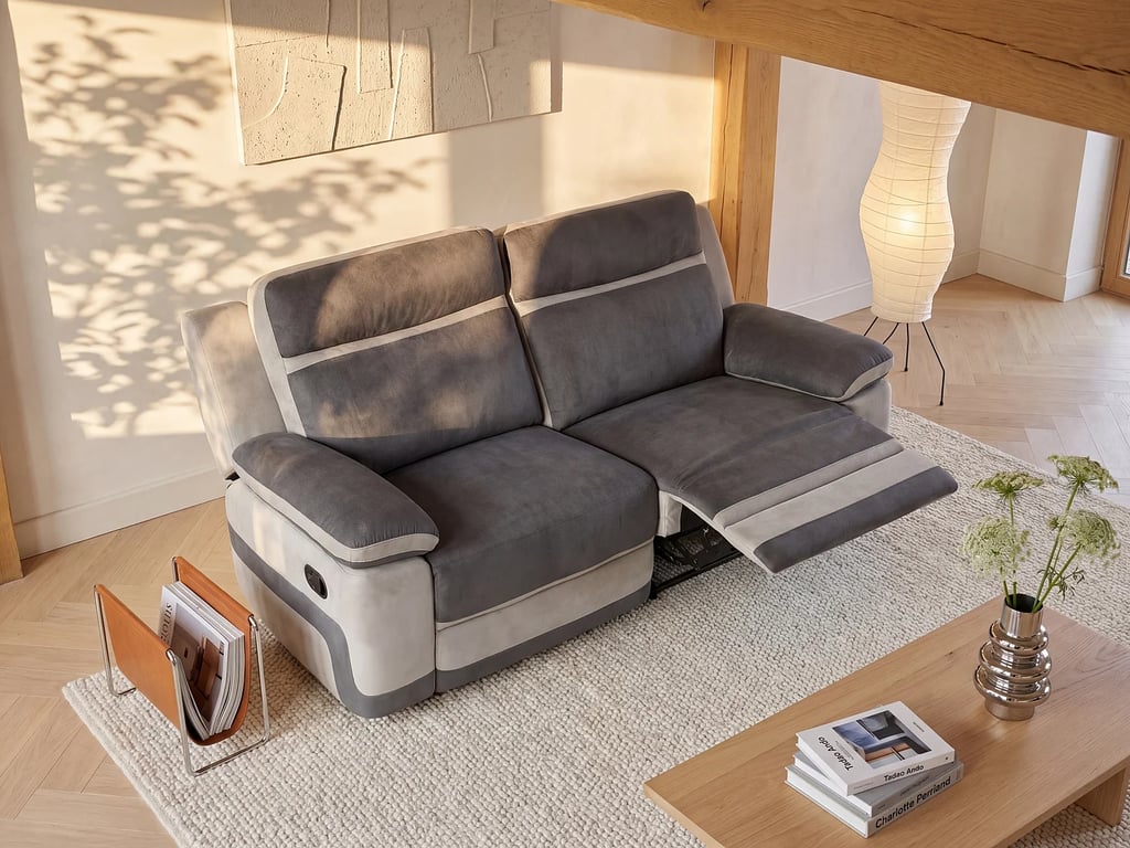 Canapé 3 places relax en microfibre anthracite TALCA