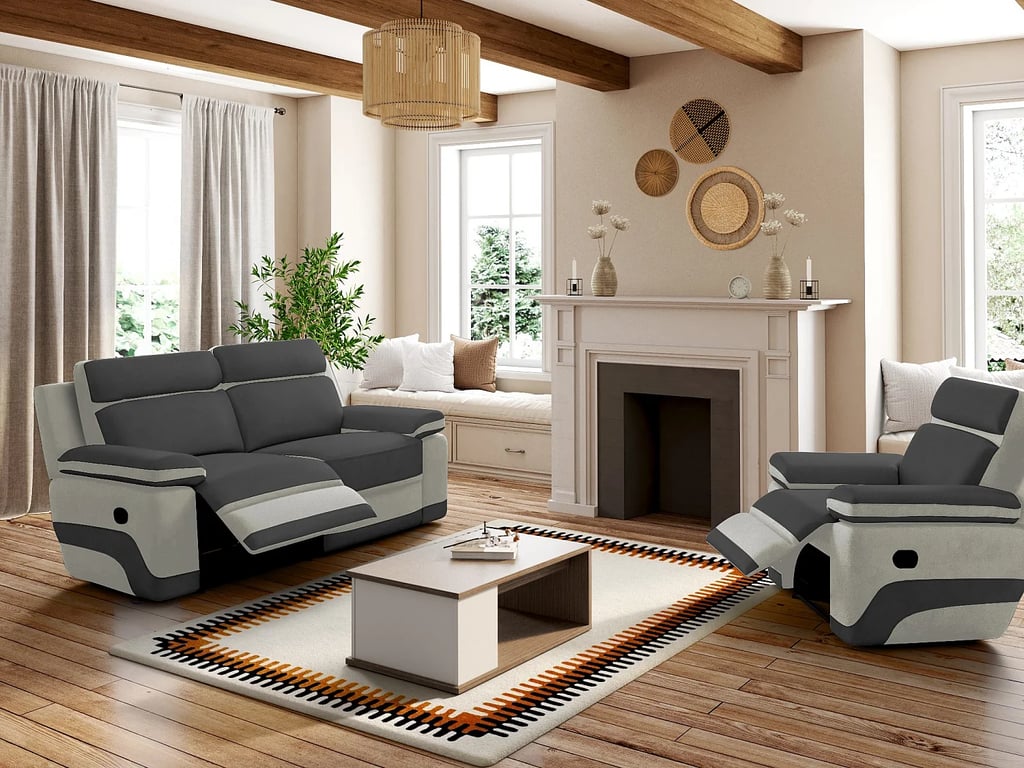 Talca canapé 3 places microfibre gris relax - Vue supplémentaire 1