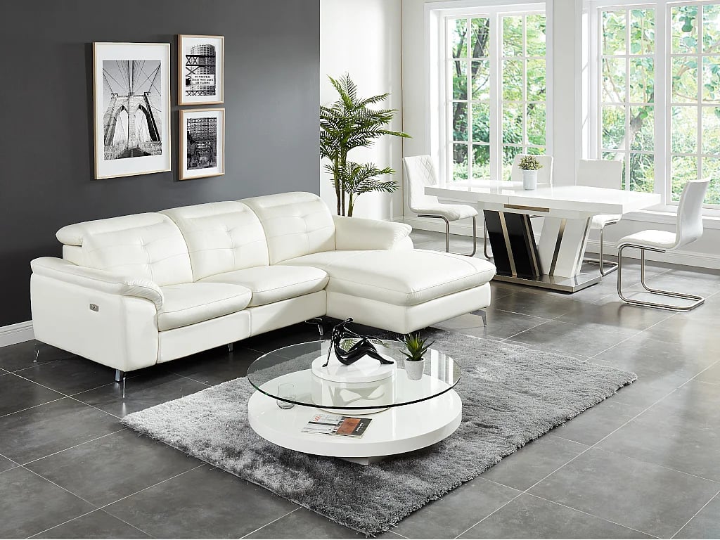 Lismore canapé d'angle droit 4 places cuir de buffle beige relax électrique - Vue supplémentaire 2