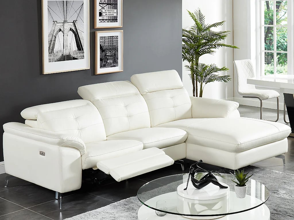 Lismore canapé d'angle droit 4 places cuir de buffle beige relax électrique - Vue supplémentaire 3