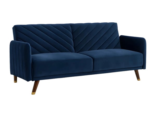 Joris canapé convertible 3 places clic-clac velours bleu
