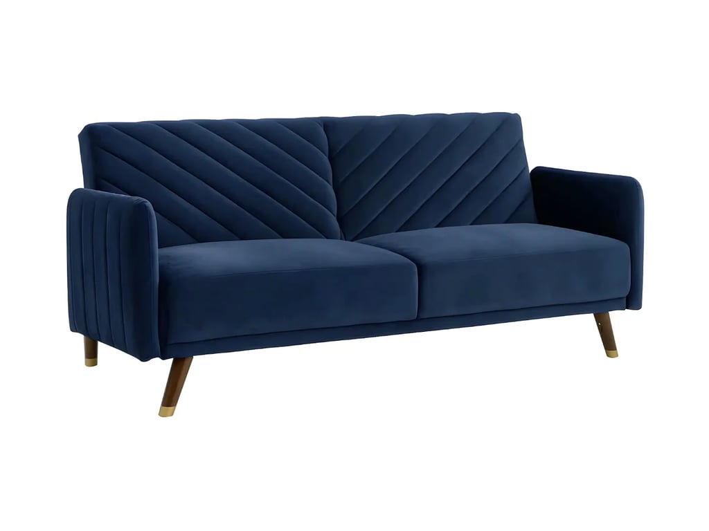 Joris canapé convertible 3 places clic-clac velours bleu - Vue supplémentaire 1