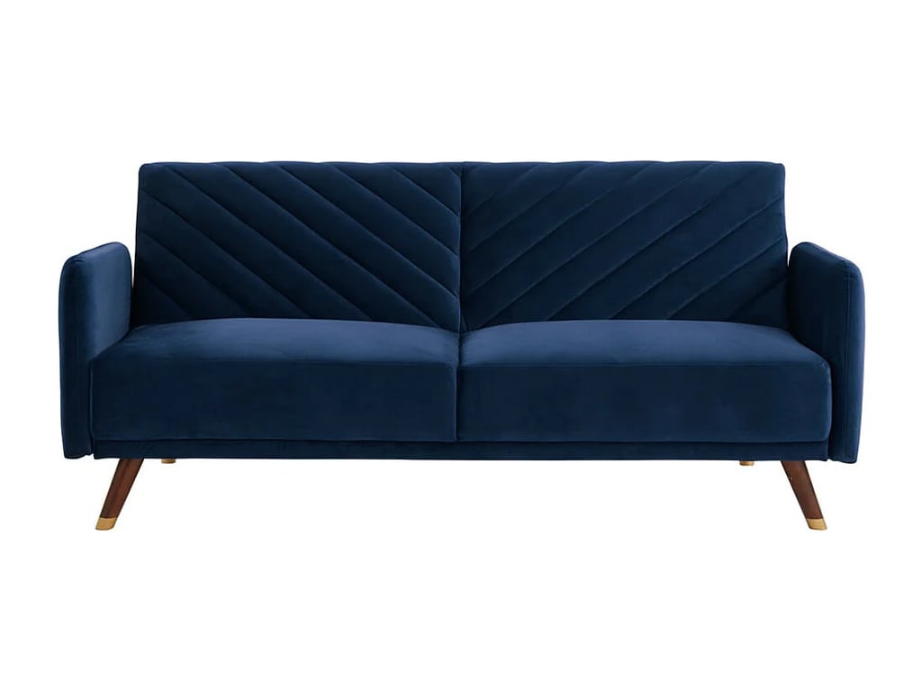 Joris canapé convertible 3 places clic-clac velours bleu - Vue supplémentaire 3