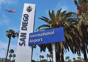 San Diego International Airport is an international airport serving San Diego, California, United States. The airport is located three miles northwest of downtown San Diego. It covers 663 acres of land and is ranked the third busiest airport in California in terms of passenger traffic.