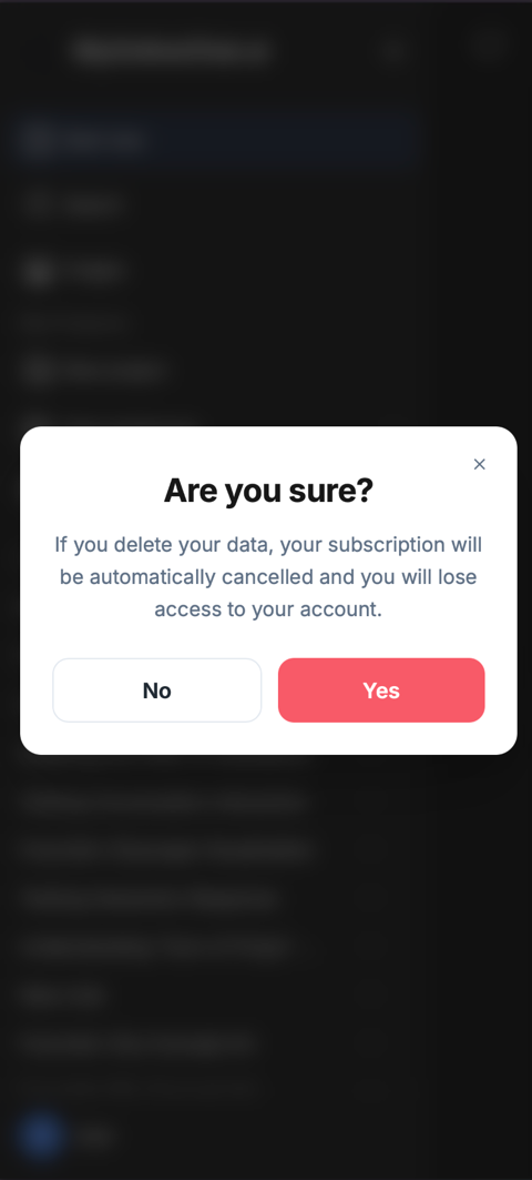 Delete my data — step 3, screenshot 1