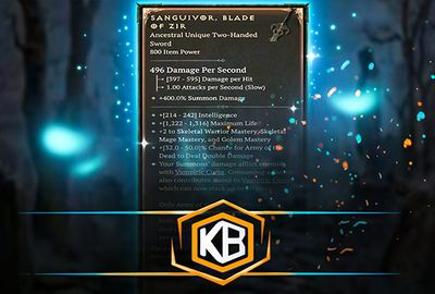 Diablo 4 Sanquivor. Blade of Zir