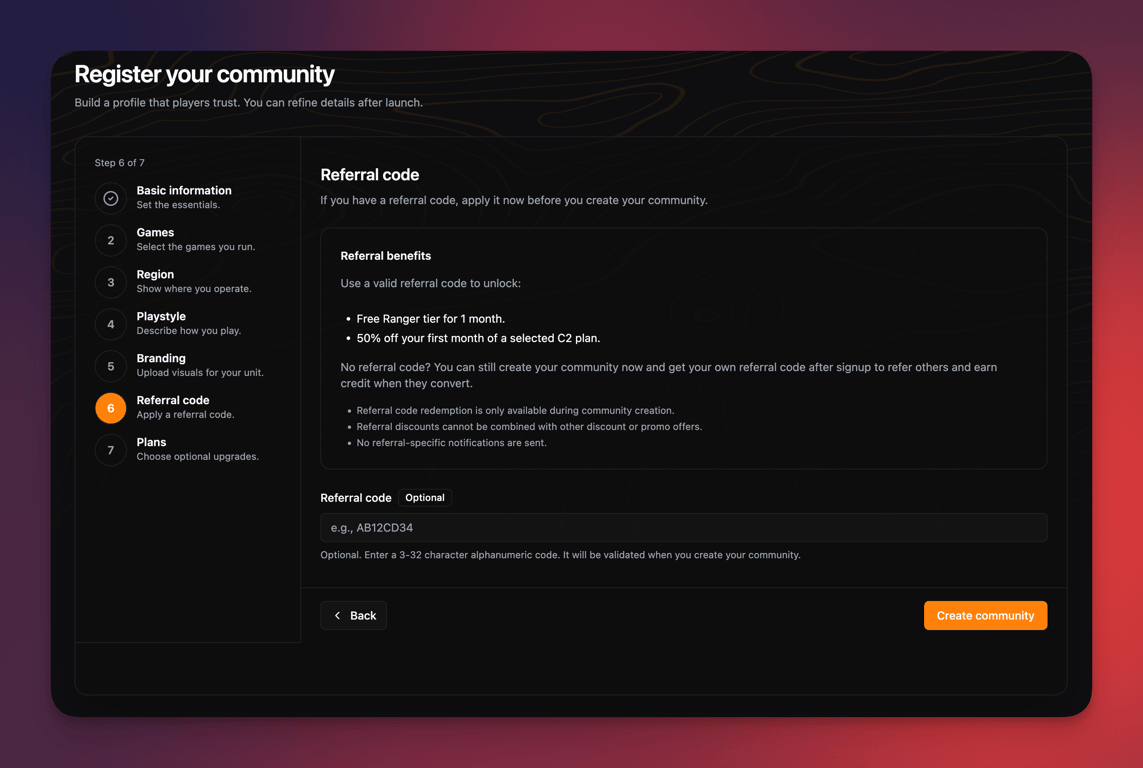 Community Creation - Referral Input
