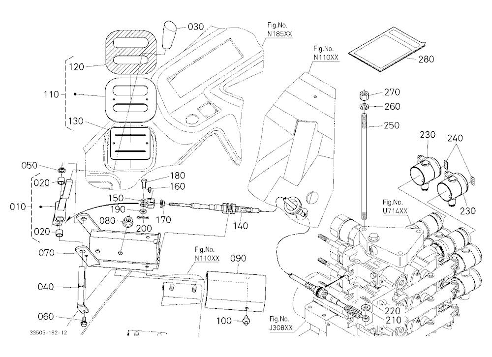 Auxiliary Control Valve Lever Kit (3Rd) (W/G No.M7