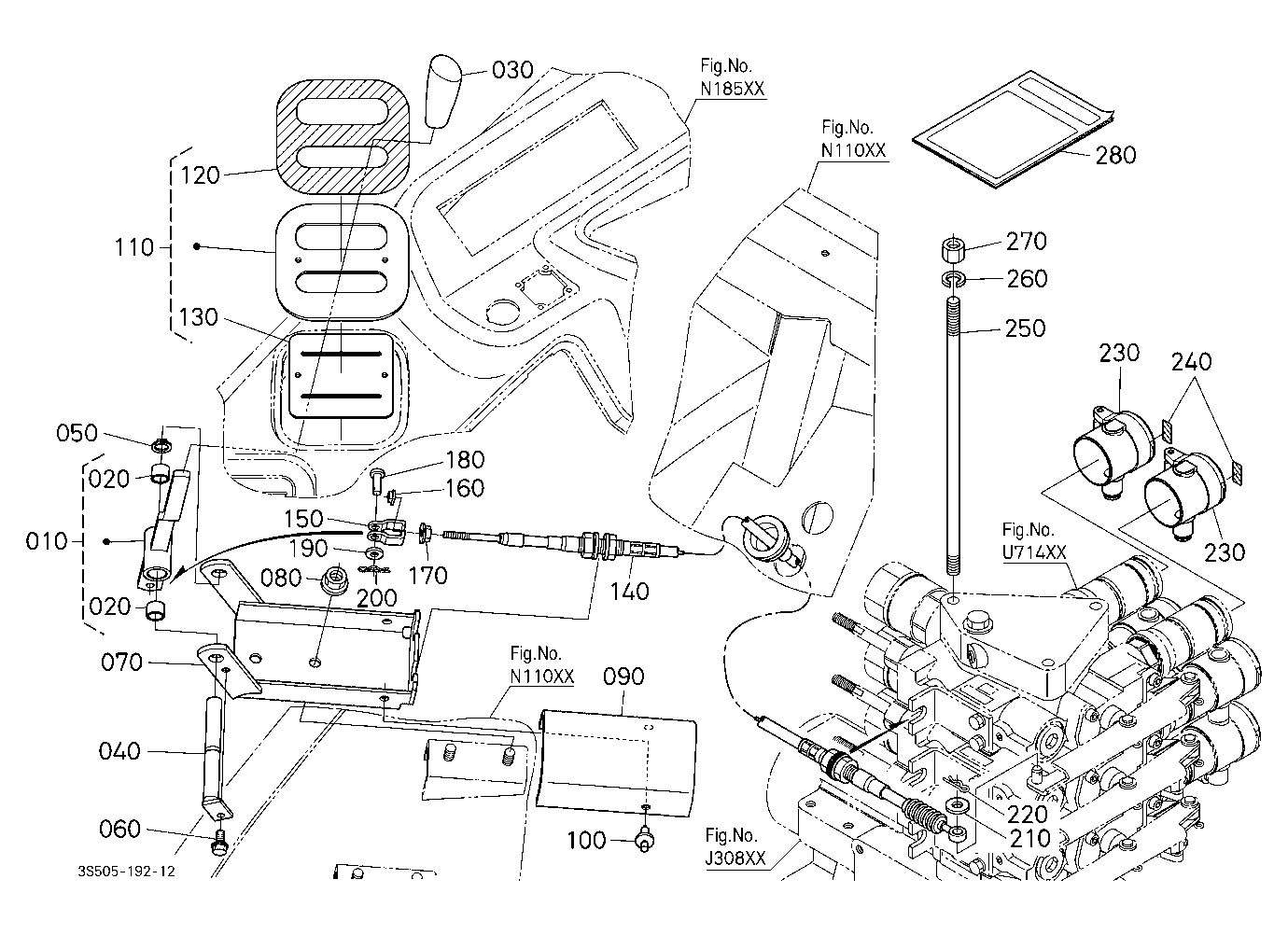 Auxiliary Control Valve Lever Kit (3Rd) (W/G No.M7