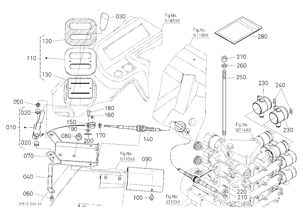 Auxiliary Control Valve Lever Kit (With Fc) (3Rd)