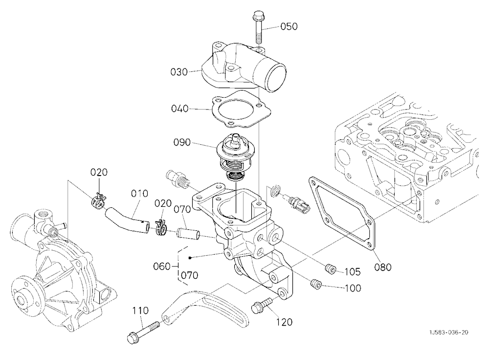 Water Flange And Thermostat