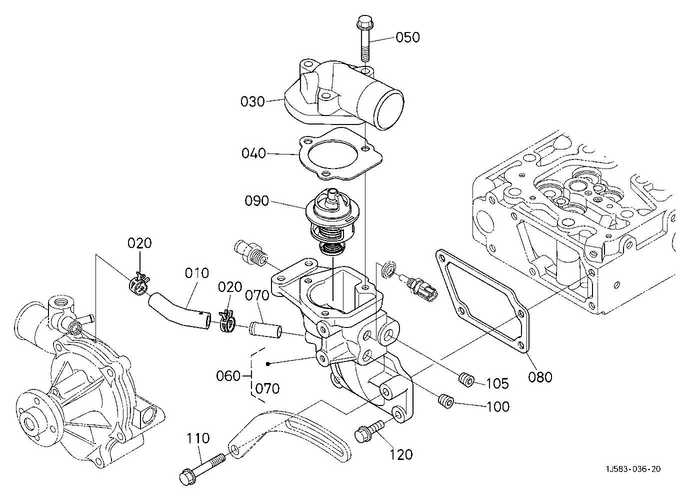 Water Flange And Thermostat