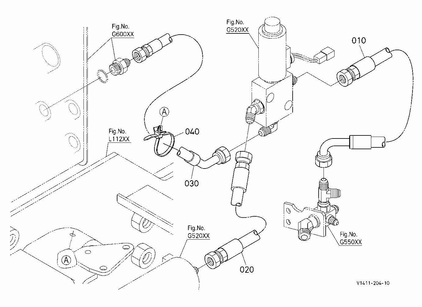 OIL PIPING (RIDE CONTROL) [POSITIONING BUCKET]