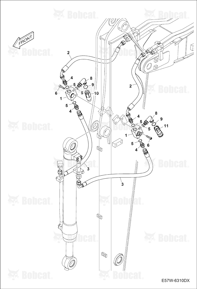Hydraulic Circuitry (Arm 1,9 m) (Clamshell)