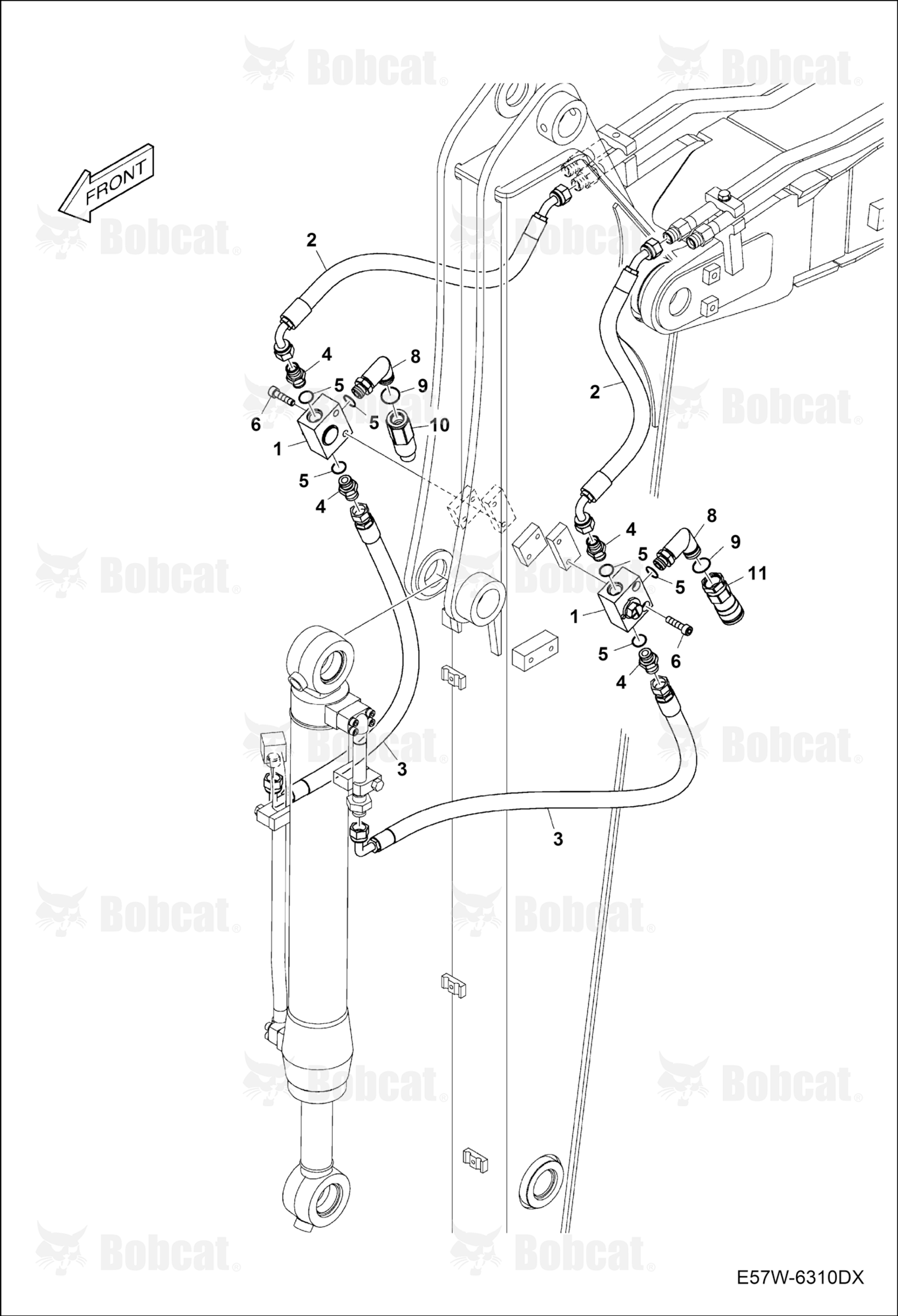 Hydraulic Circuitry (Arm 1,9 m) (Clamshell)