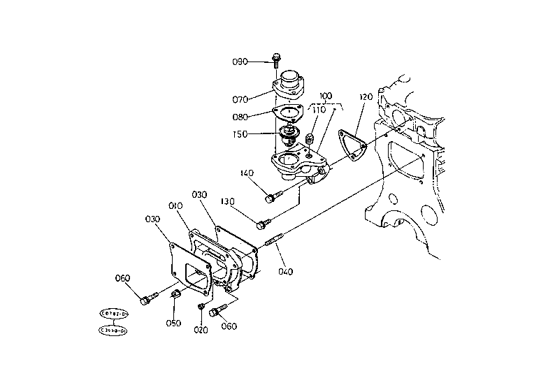 Water Pump Support And Thermostat