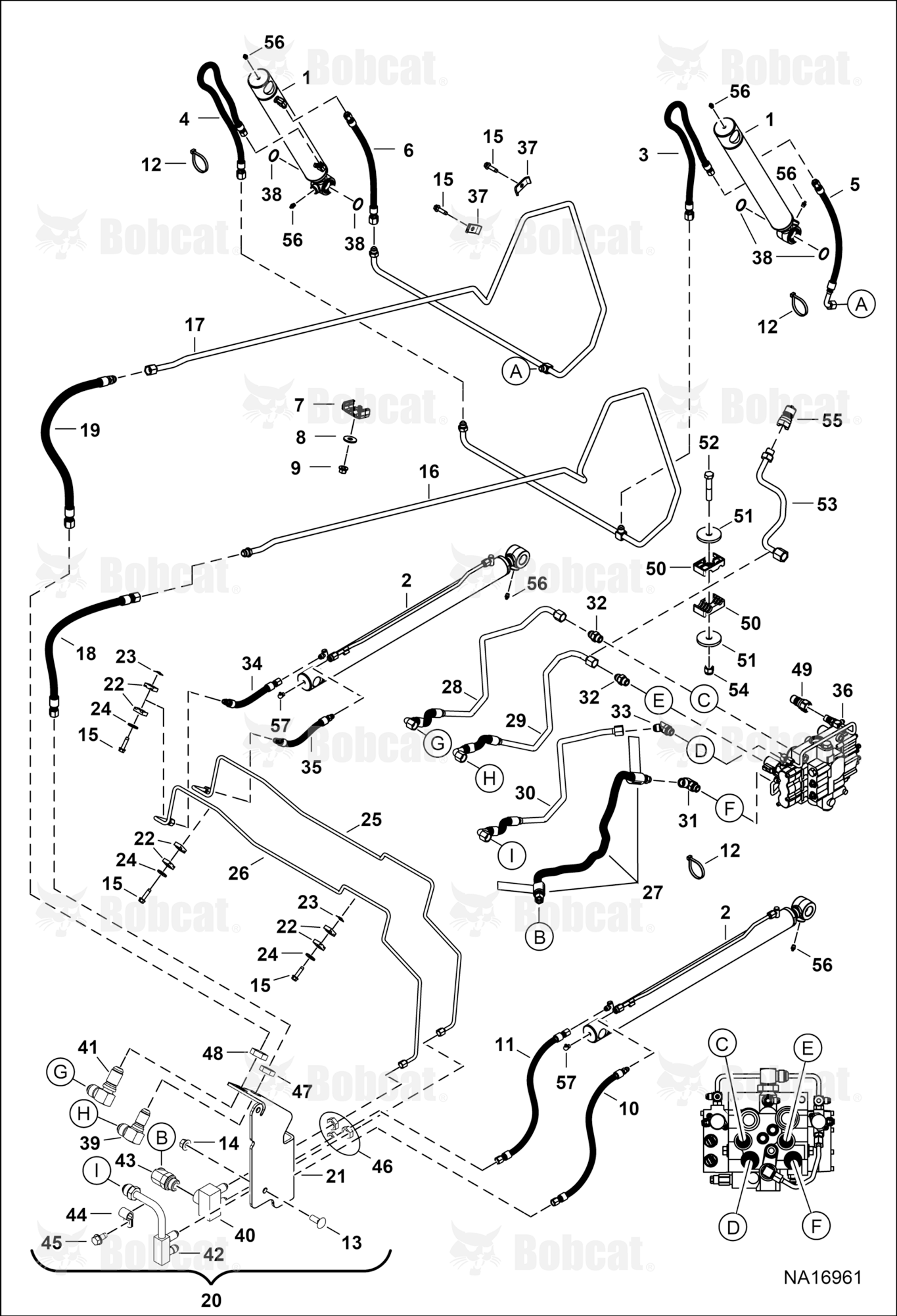 Hydraulic Circuitry (W/O BPV Junction Block) (Lift Cylinder Direct Connection)