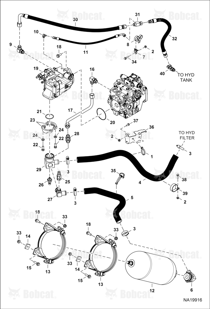 Hydraulic Circuitry (Piston Pump & Accumulator)  B55H11001 & Above