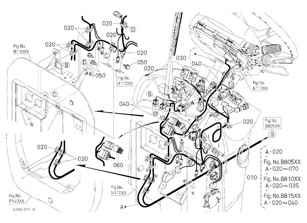Electrical Wiring (Cab) 1 (Steering/Panel) [Old]