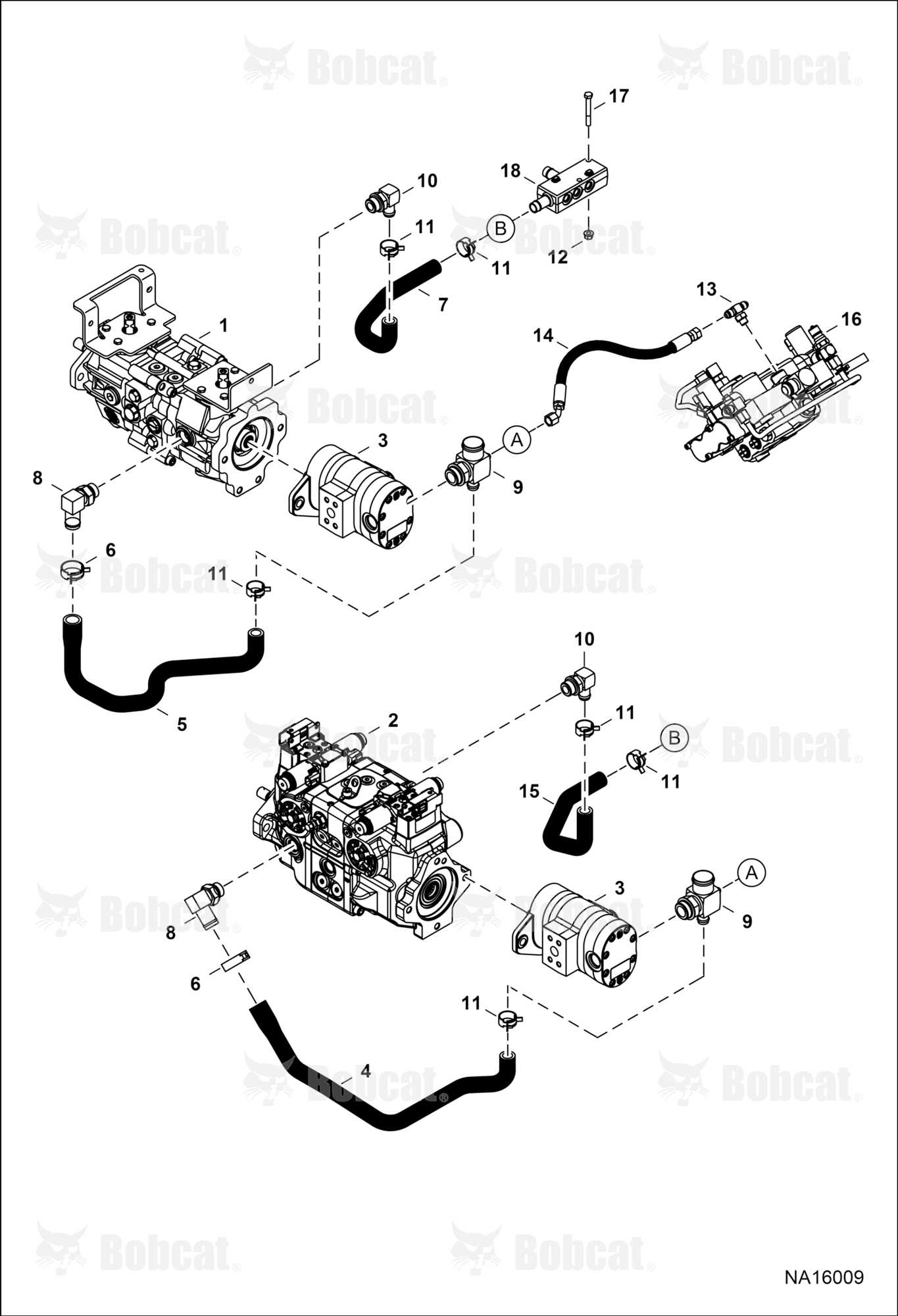 Hydrostatic Circuitry (Hydrostatic Pump) (Case Drain Manifold)  ANMN17101 & Above