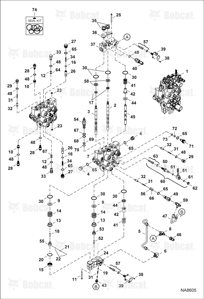 Hydraulic Control Valve (Manual Controls) (One Piece Detent Block)