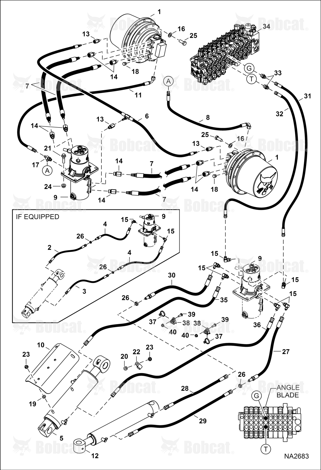Hydraulic Circuitry (Lower)(W/Angle Blade)(Branded Drive Motor)  B3NP11001 - B3NP12083